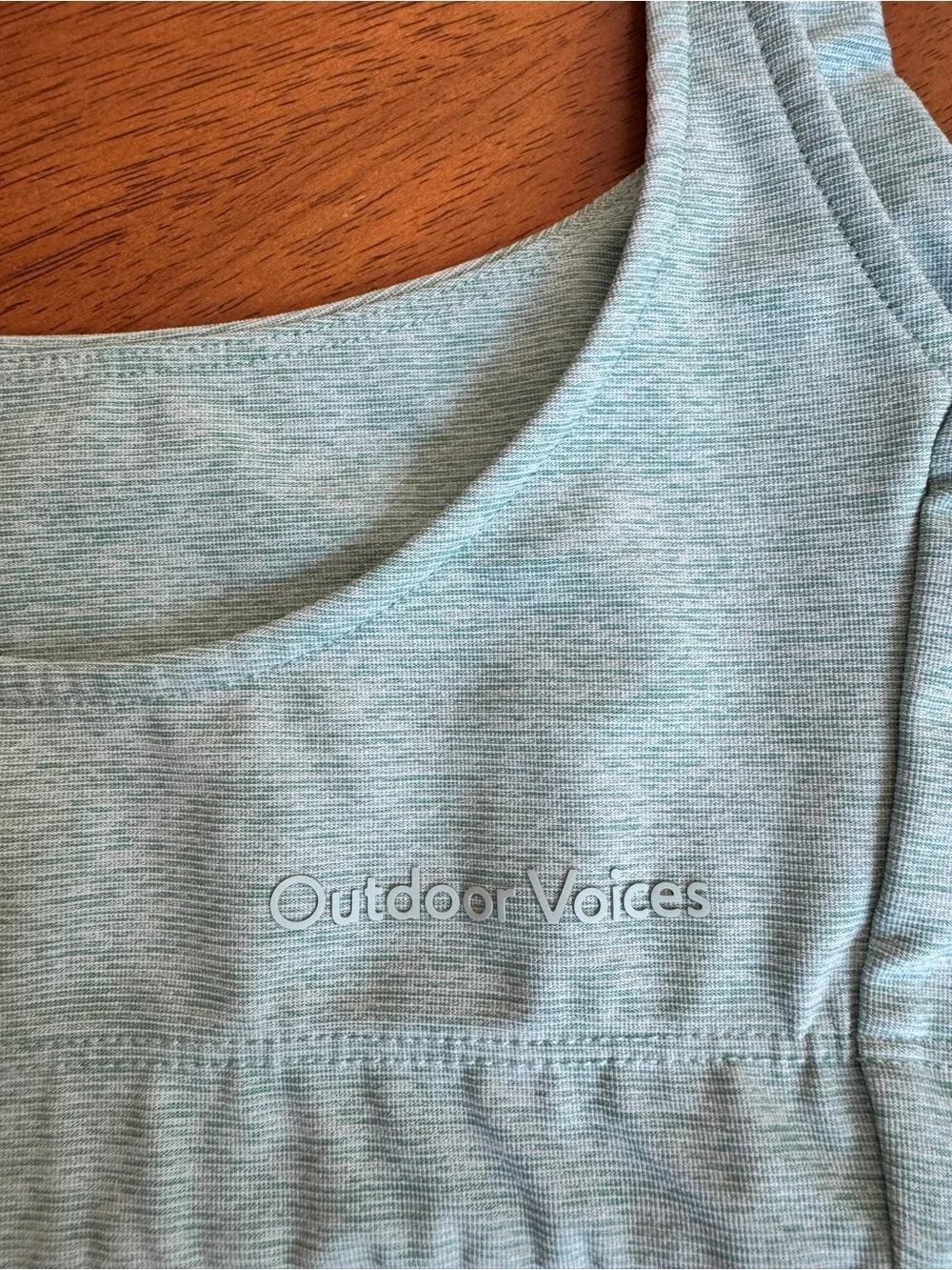 Outdoor Voices Sports Bra XS Teal Blue Logo Band Scoop Neck Workout Yoga